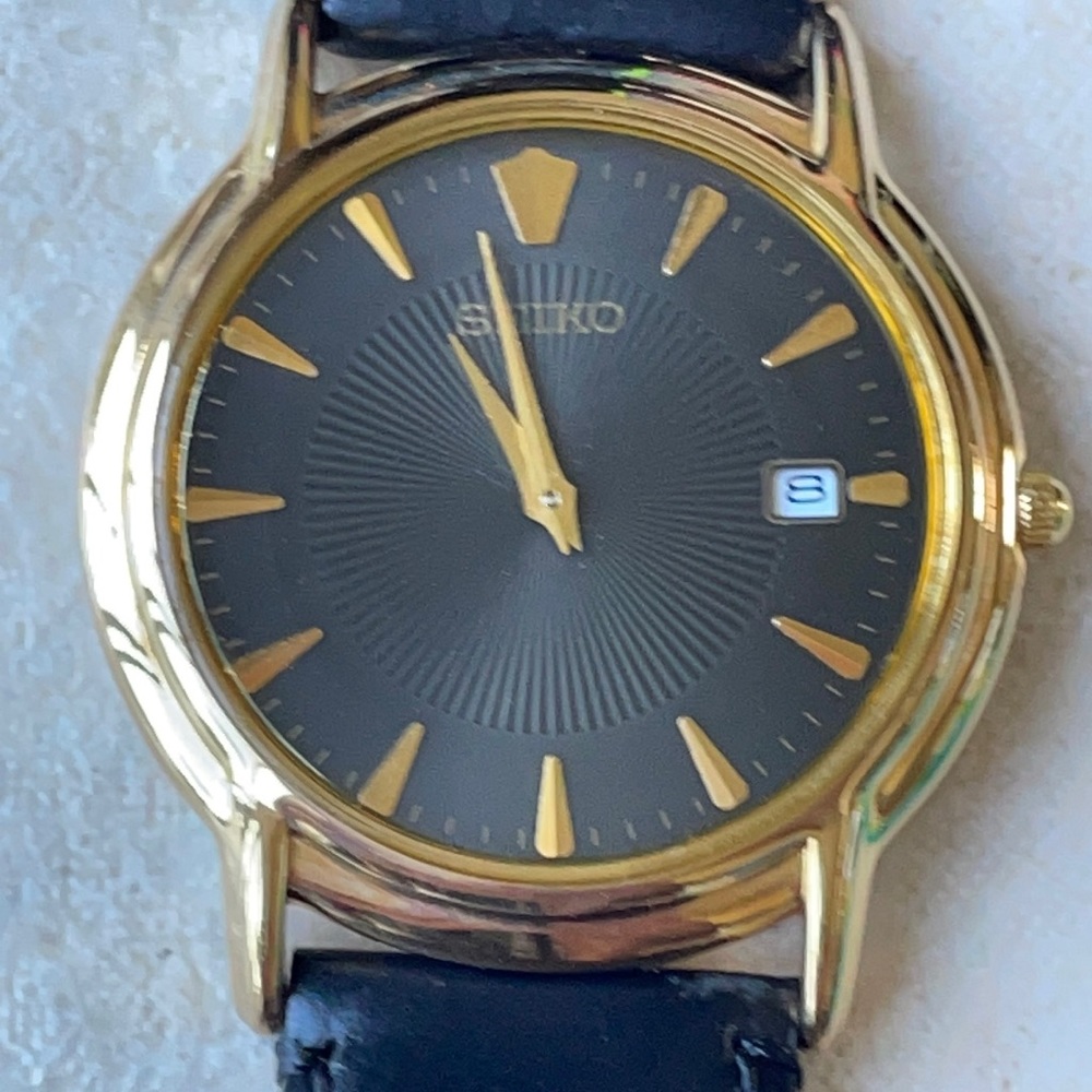 New Seiko men battery leather band